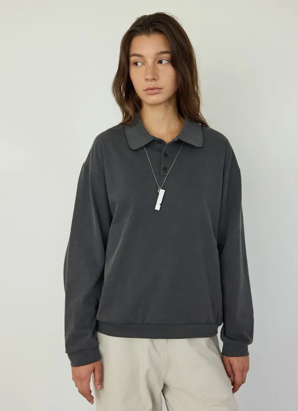 Washed Polo Shirt (Charcoal)