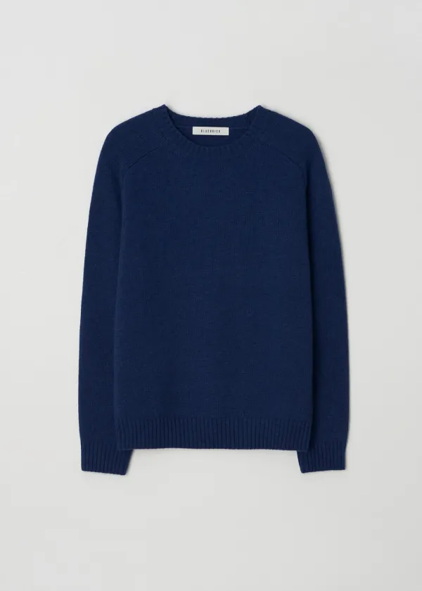 Classic cash round knit (blue)