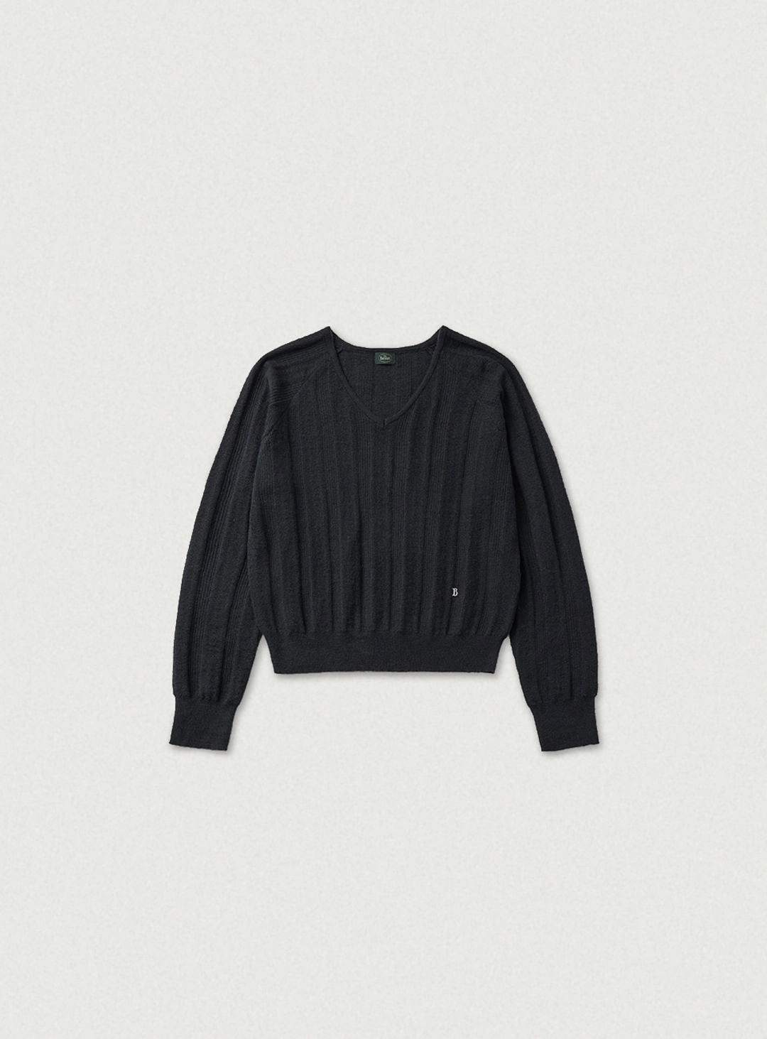 더바넷 Veil Mohair Pointelle V-neck Knit_Charcoal 상품 이미지 1
