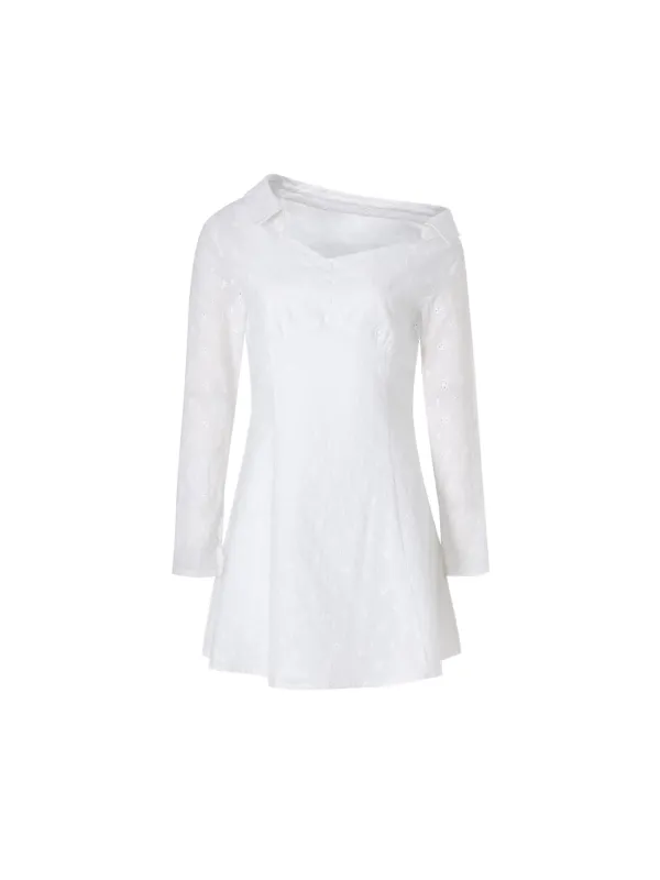 One-shoulder shirts dress (Ivory)