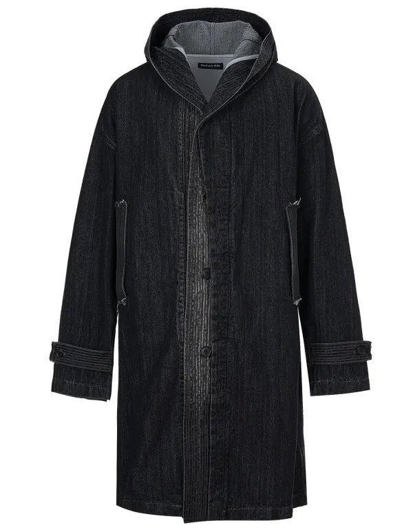 DENIM HOODED PARKA_BLACK