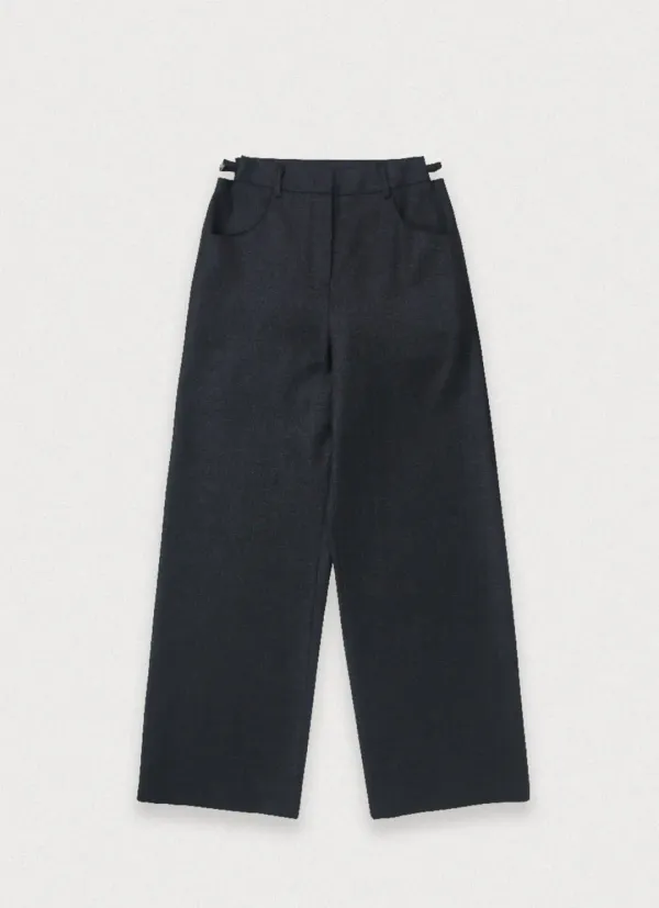 BAS CUT WOOL SLACKS - CHARCAOL