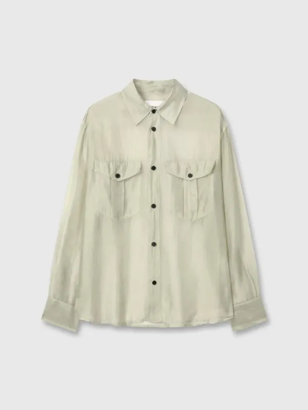 OVERSIZED SHEER SHIRT_ PALE GREEN