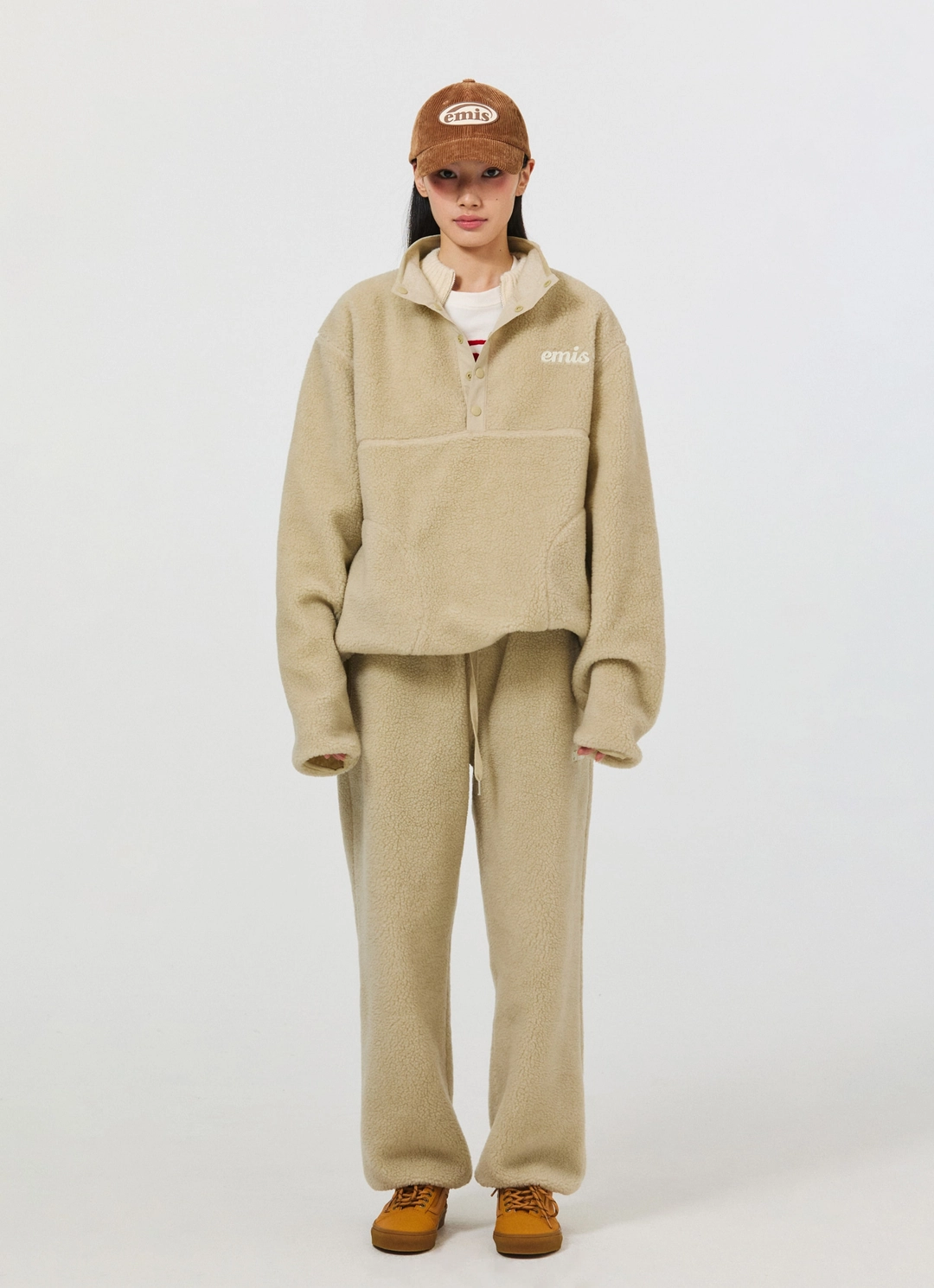 이미스 OVERSIZED HALF NECK FLEECE TOP-BEIGE 상품 이미지 2