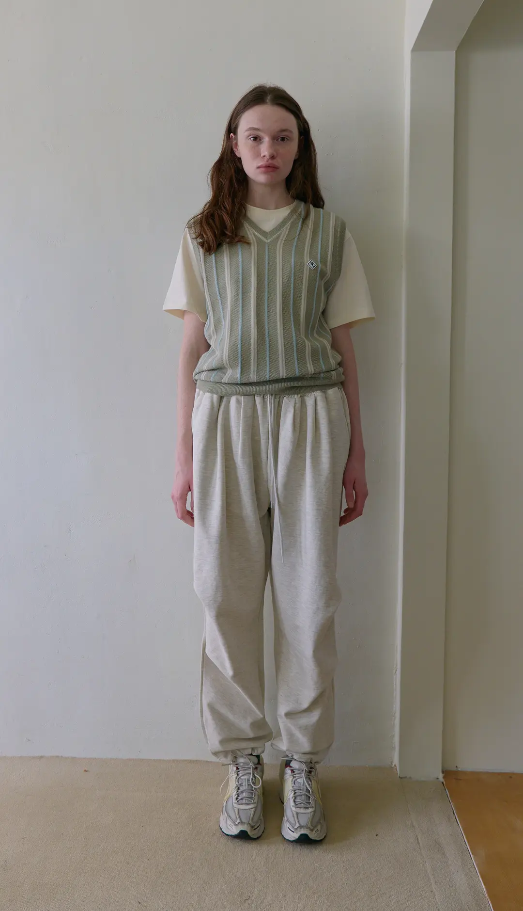 노컨텐츠 170. Cotton Pin-tuck Pants _ Oatmeal melange 상품 이미지 2