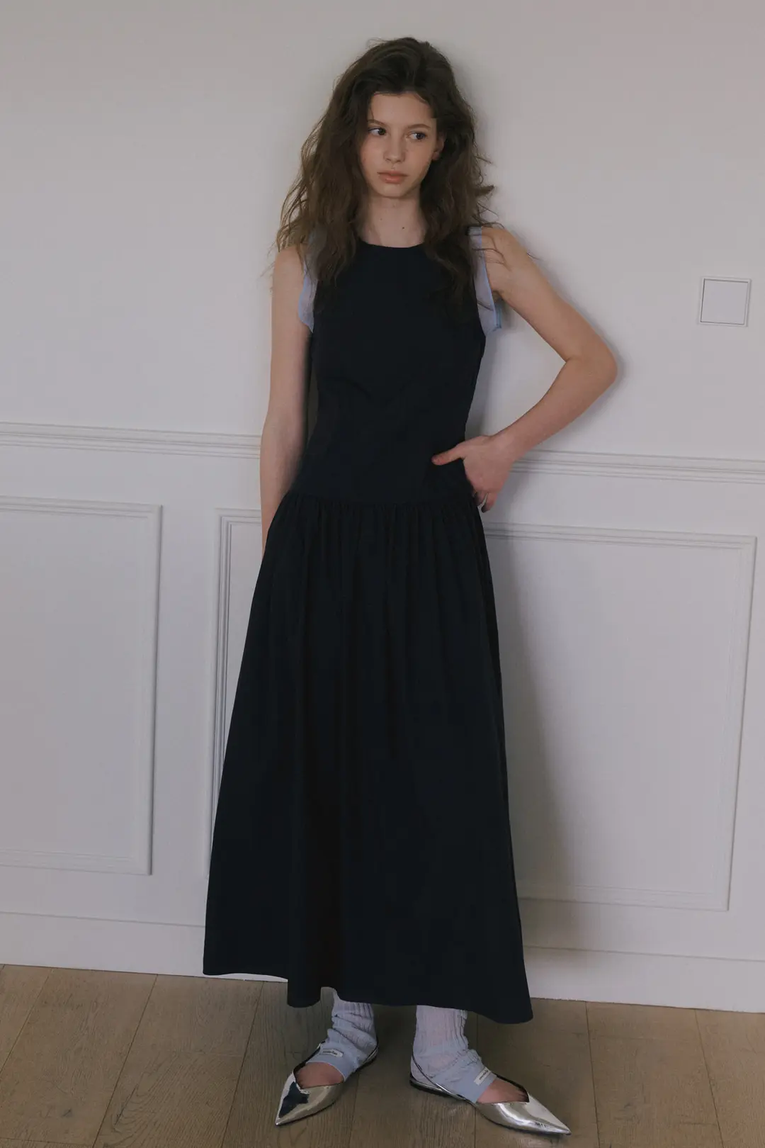 오버듀플레어 LOW WAIST CONTRAST MAXI DRESS_NAVY/LIGHT BLUE 상품 이미지 2