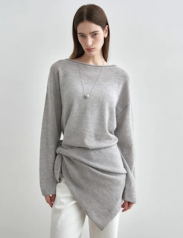 루즈 알파카 보트넥 니트 탑 그레이 MDKT119GRAY