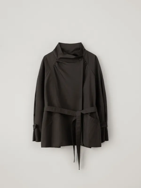 [10th-reorder] Gathered raglan half trench (smoke charcoal)