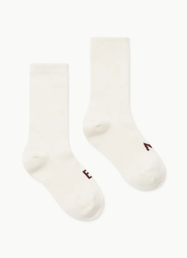 Rib ankle socks (Unisex)_Bone White