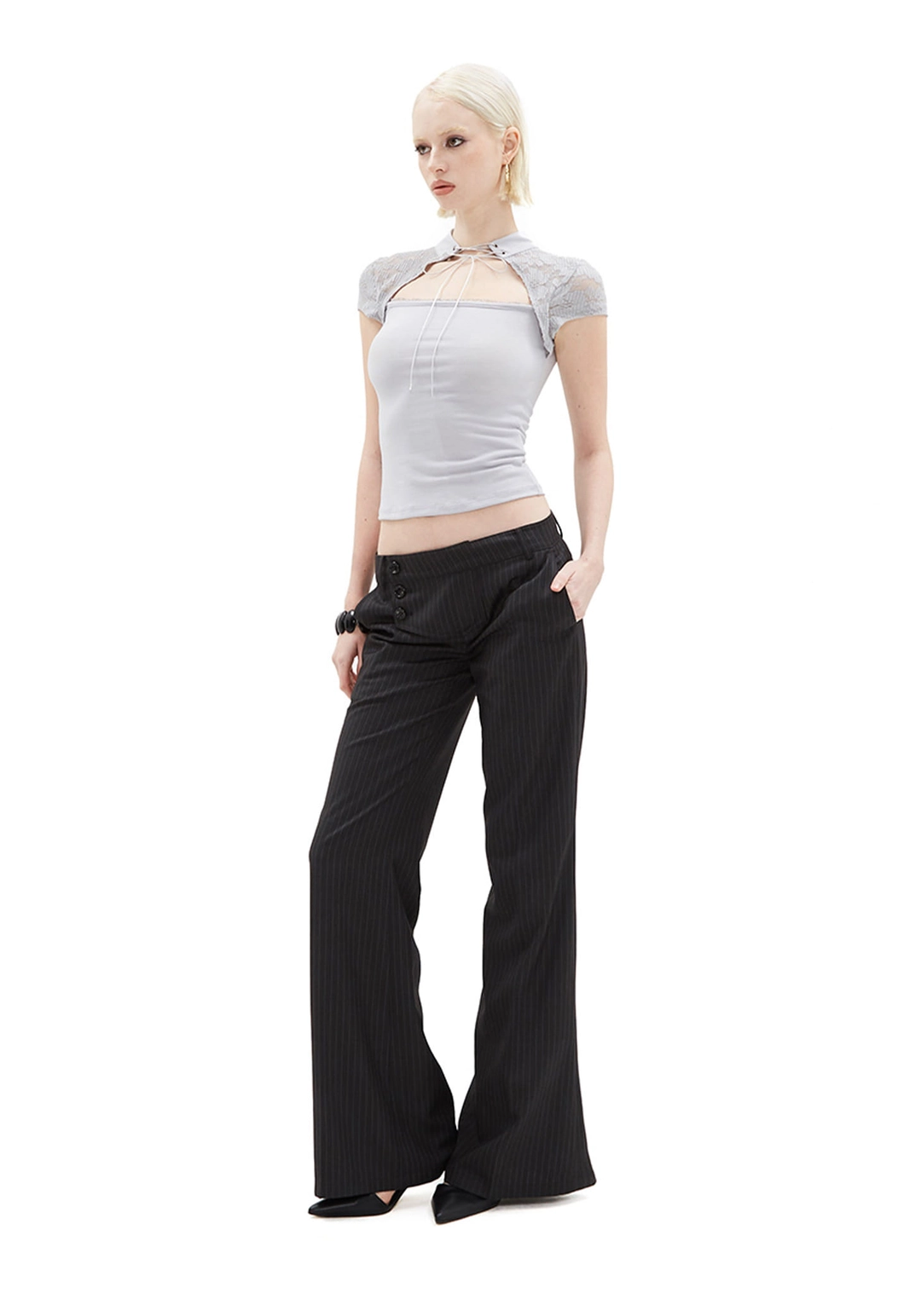 힐다 Fold Wrap Low-Rise Trousers [Charcoal] 상품 이미지 2
