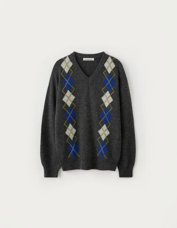 Noelle Argyle Knit - Charcoal
