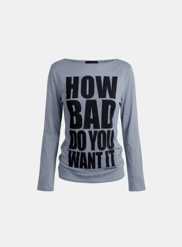 [w-tee26-118] DO YOU WANT IT Boat Neck T-Shirt - Sky Blue