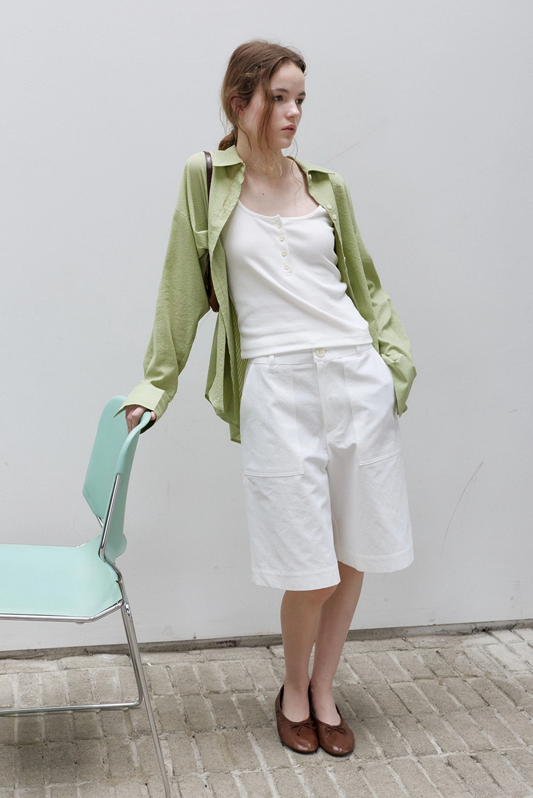 브렌다 브렌든 greenwich pants - white 상품 이미지 2
