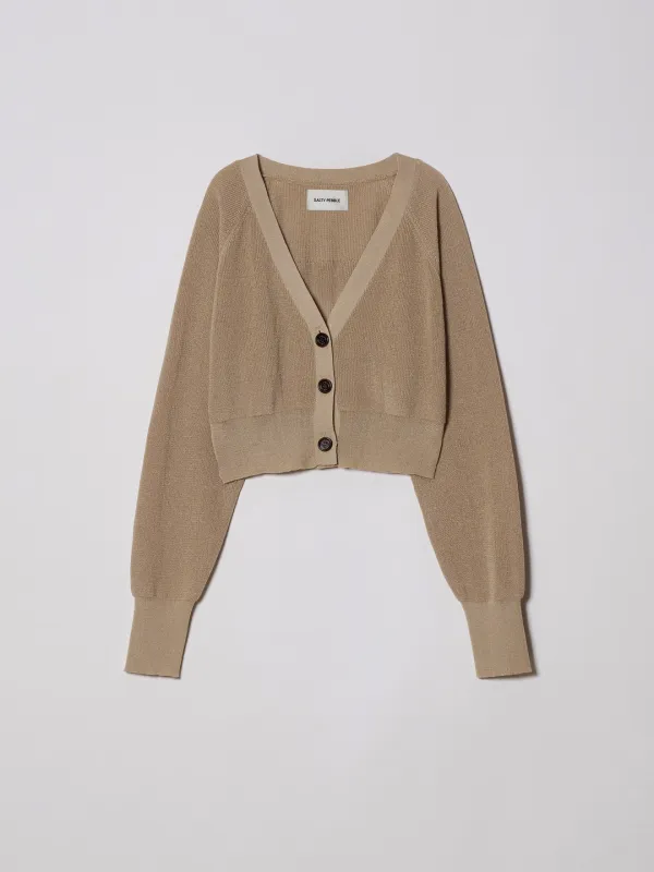 BACK FRINGE CARDIGAN [BEIGE]