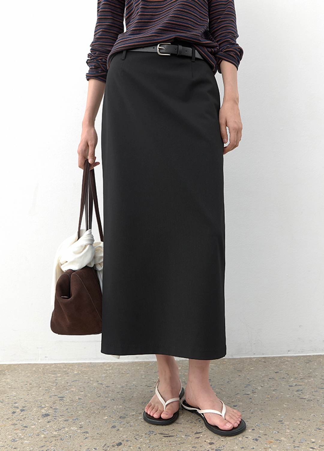 아뜰리에 나인 (SK-5118)BELTED H-LINE MONO LONG SKIRT S 상품 이미지 2
