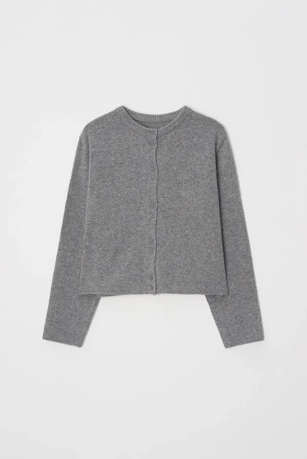 wool button cardigan - grey