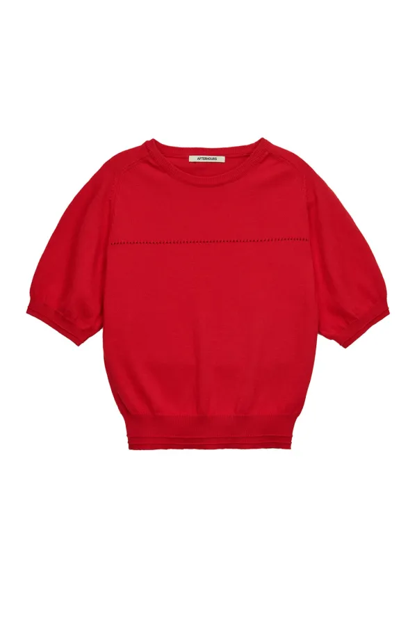 PUFF SLEEVE KNIT TOP (RED)