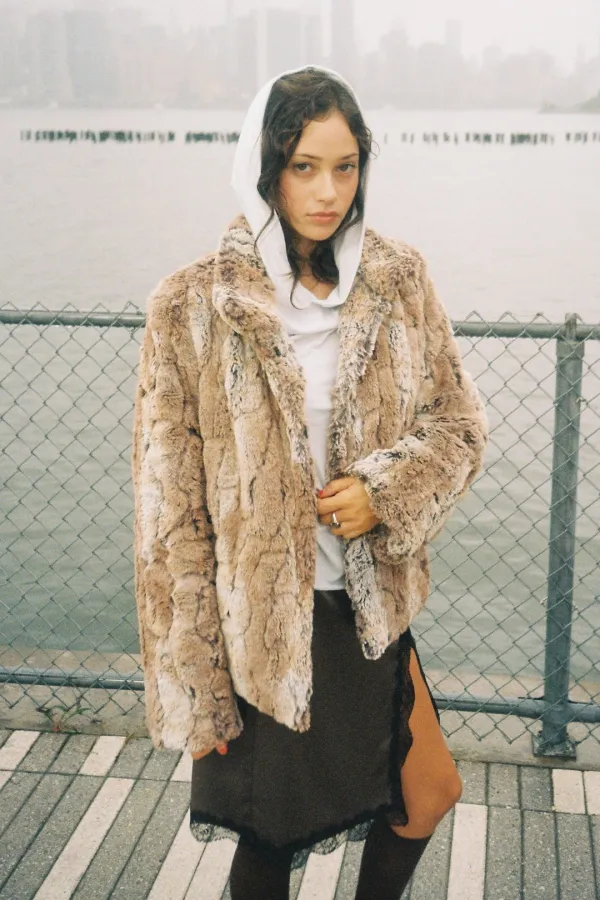 REGULAR FIT FUR JACKET (QUILTED YELLOW)