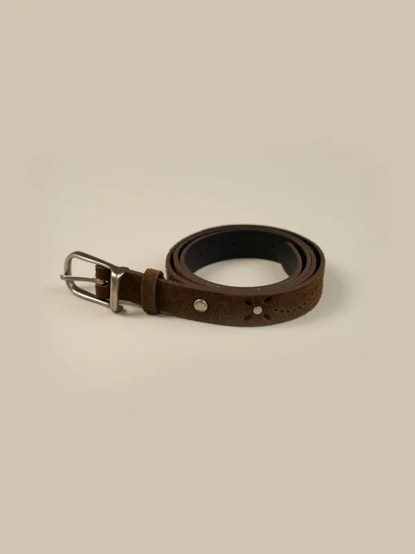 SUEDE PUNCHING BELT [ BROWN ]