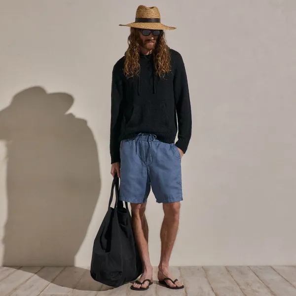 Lightweight Linen Relaxed Short - Danube Pigment