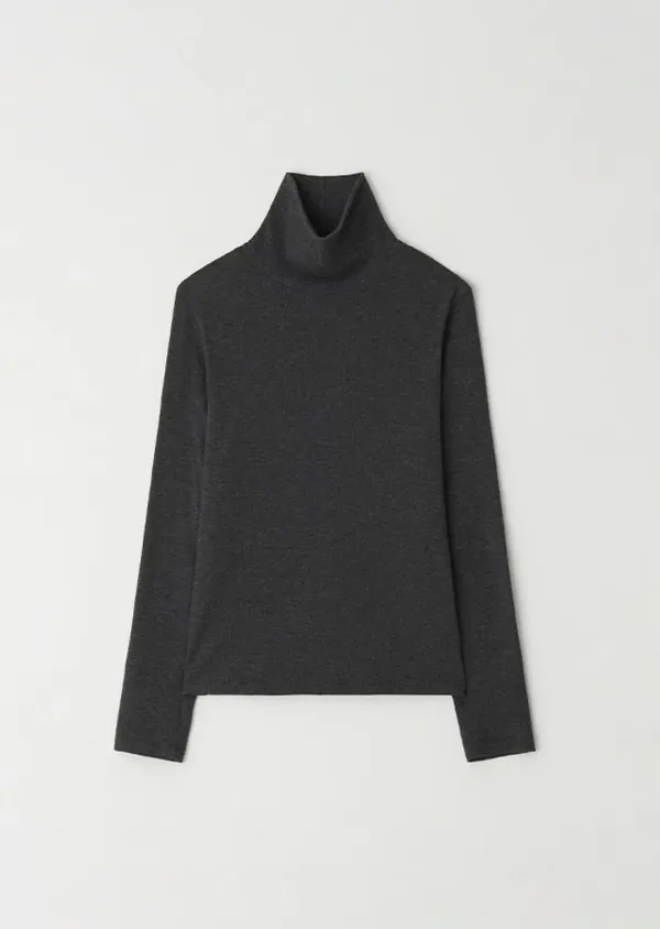 angora turtleneck top-charcoal