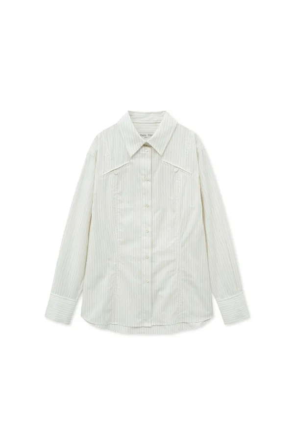POCKET LINE POINT SHIRT IN BEIGE