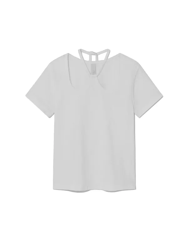 W-Neck Half Jersey Top White