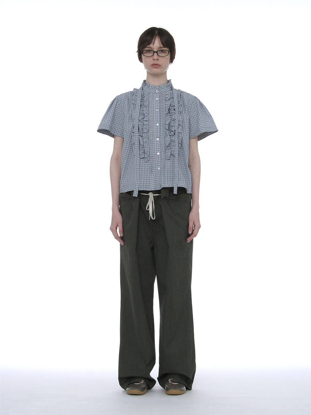파르티멘토 [WOMEN] WASHED DRAWSTRING CHINO PANTS_KHAKI GREEN 상품 이미지 2