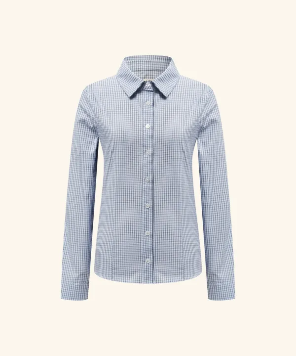 Heln Slim Fit Check Shirt ( Sky Blue )