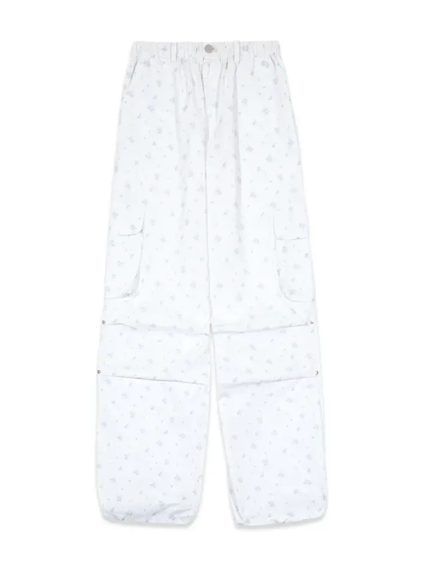 FLORAL CARGO PANTS (WHITE)