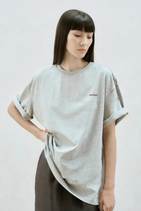 LOGO BACK OVERSIZED T-SHIRT GRAY