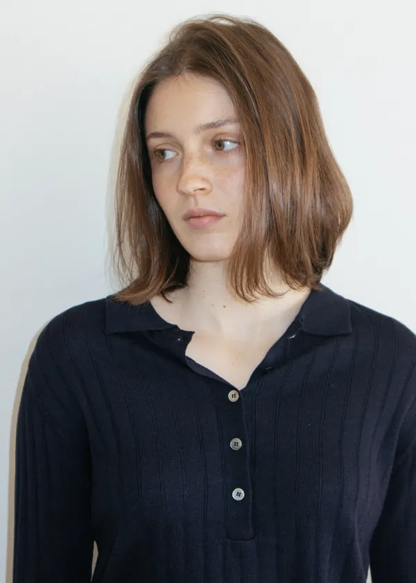 [4th] Nero Collar Knit in Deep Navy