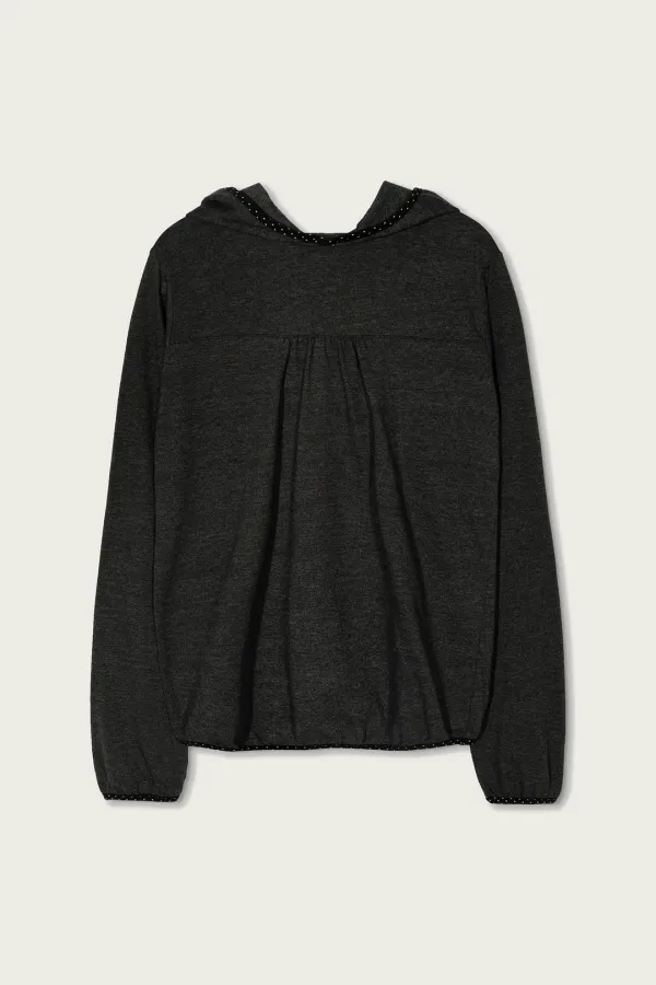 SPRING DOT HOODED TOP DARK MOON