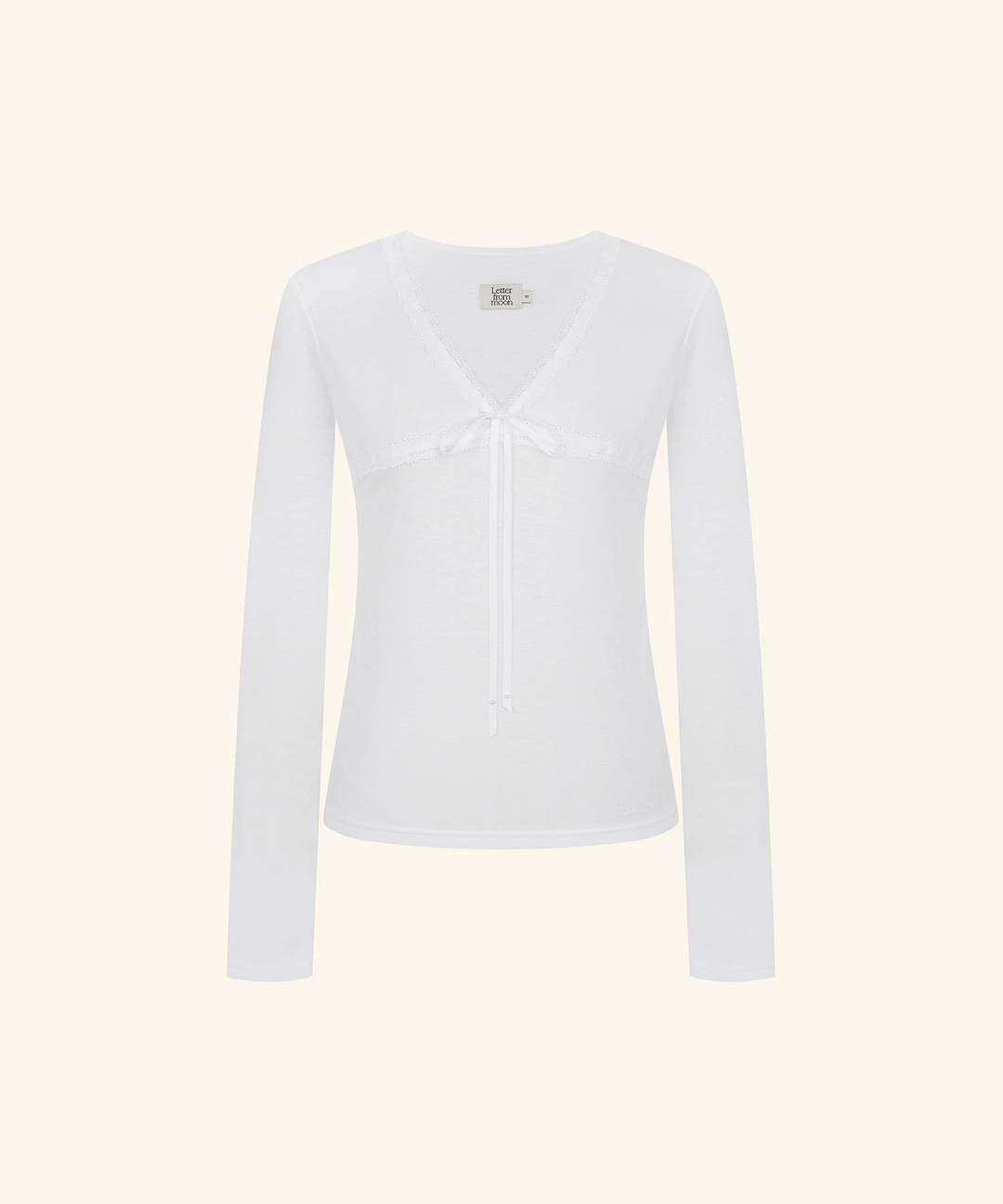 레터프롬문 [9/22 11:00am Coming soon] Letters Lace V-Neck T-Shirt (Ivory) 상품 이미지 1