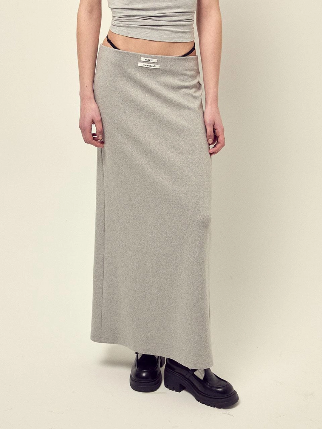 마르디 메크르디 JERSEY MAXI SKIRT DOUBLE LABEL_GREY 상품 이미지 2