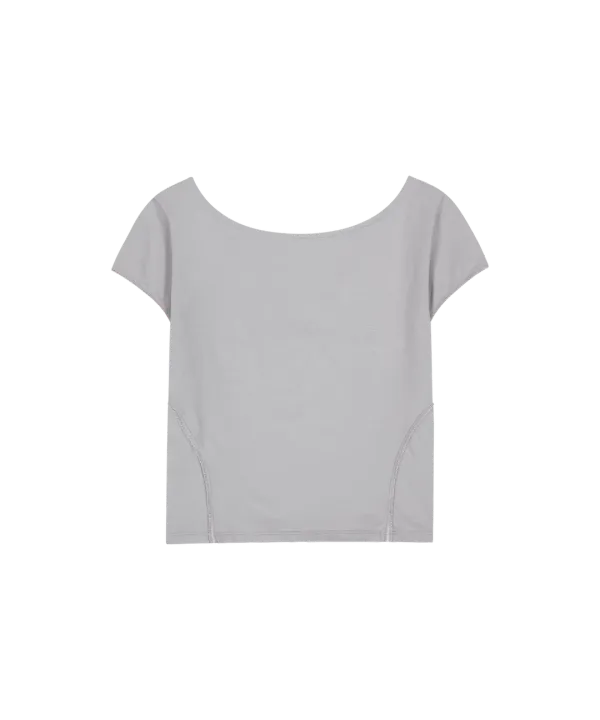 Lace Trimming T-shirt / Purple Grey