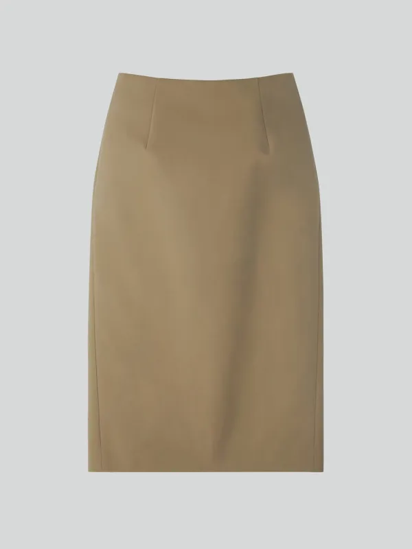 HEAVY COTTON PENCIL SKIRT (KHAKI BEIGE)