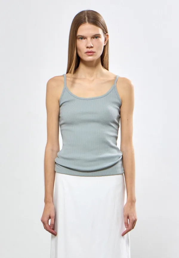 SLIM STRETCH SLEEVELESS TOP - GRAYISH MINT