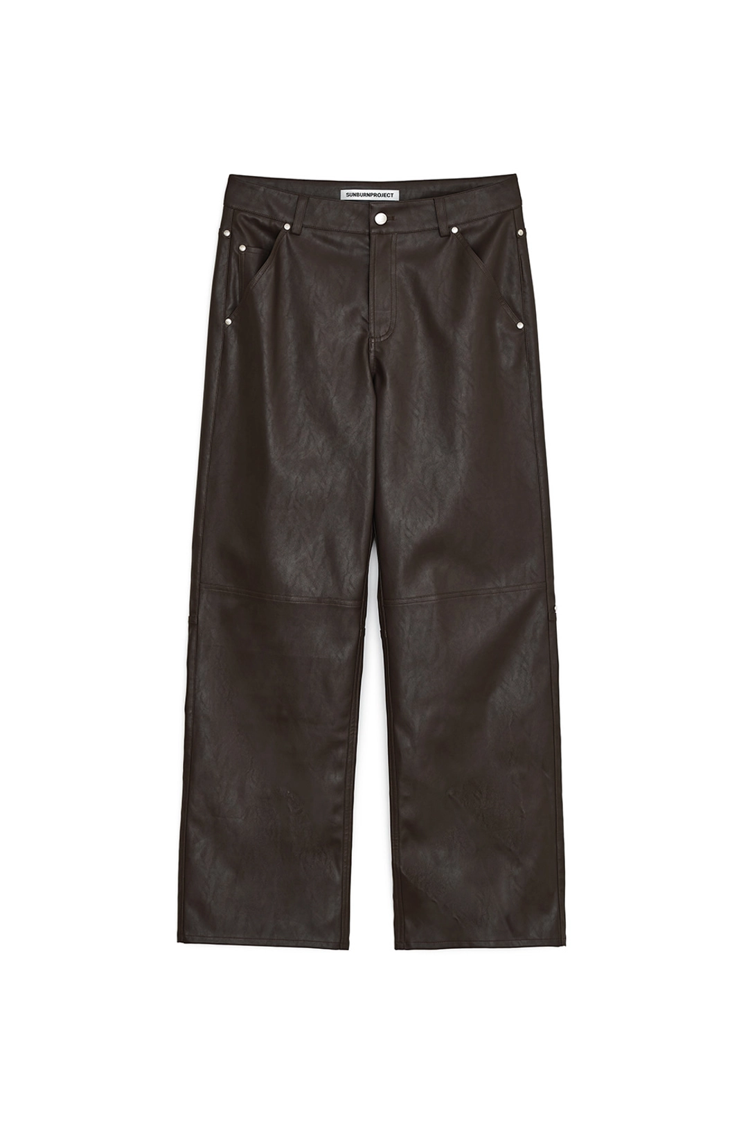 썬번프로젝트 FAUX LEATHER STUDDED PANTS, BROWN 상품 이미지 1