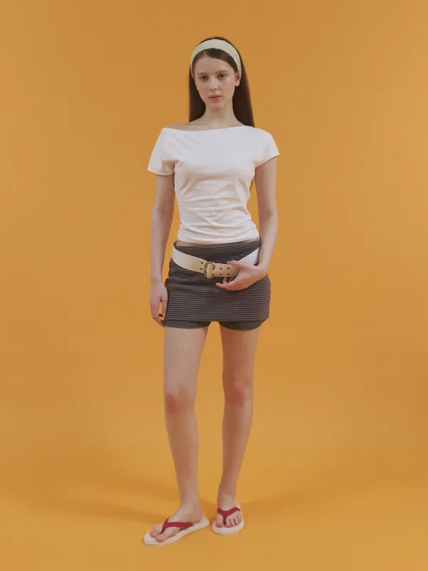 stripe skirt shorts (grey)