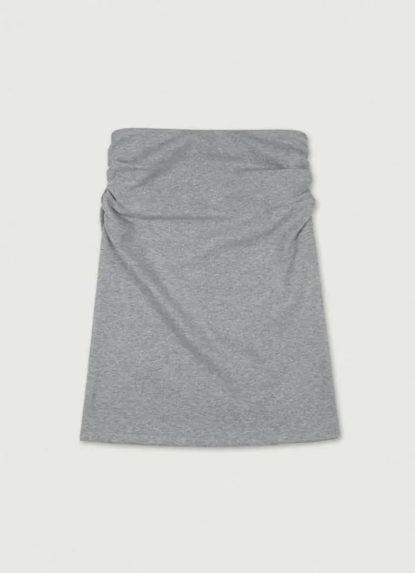 Side Shirring Midi Skirt [gray]