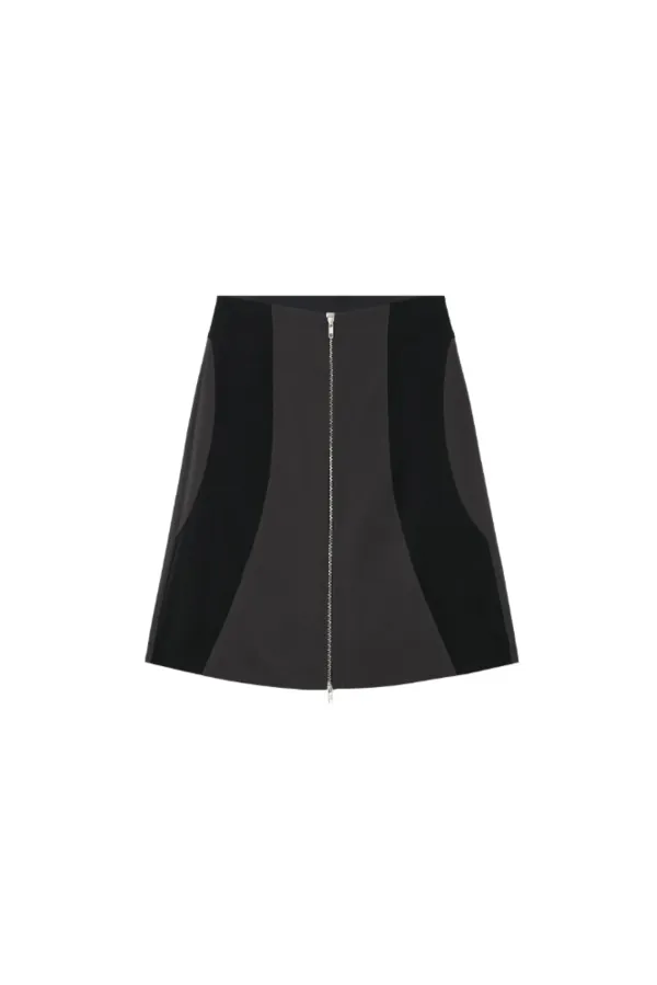 Colour blocked midi skirt - Charcoal/Black