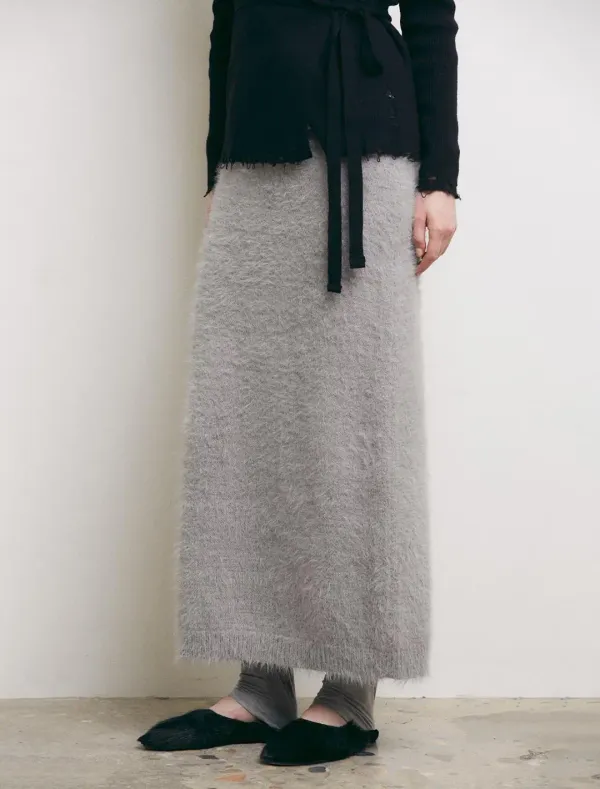 HAIRY KNIT SKIRT [GREY]