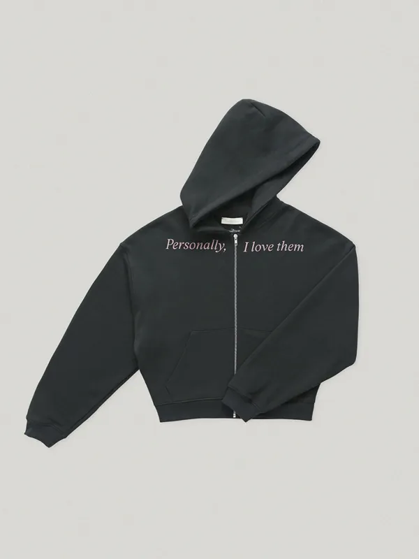 Personally Hooded Zip Up Charcoal Green