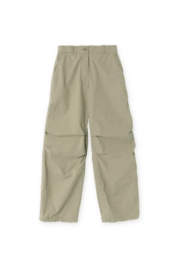 W Washed Parachute Pants, Dark Beige