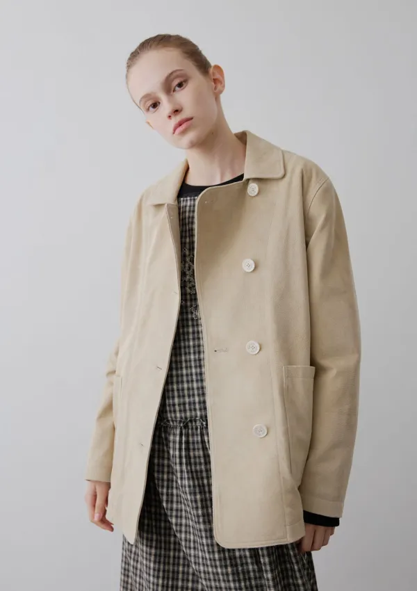 Mused Real Suede Double Jacket - Beige