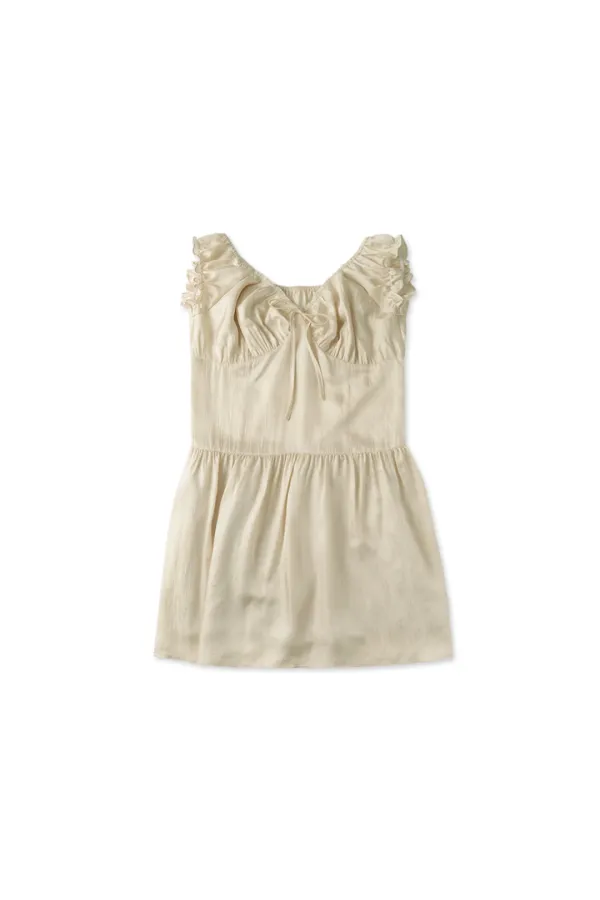 Silky shirring dress_beige
