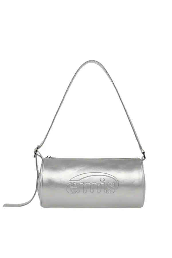EMBOSSED BARREL BAG-SILVER