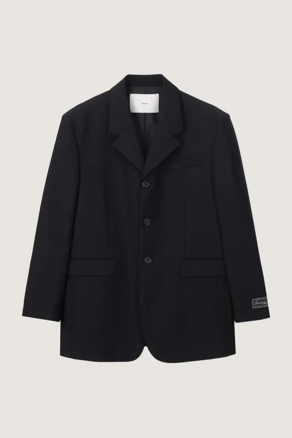UNISEX 3 BUTTON WOOL BLAZER BLACK