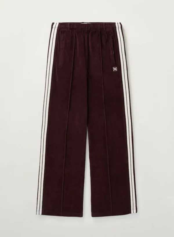 Lawton Velour Track Pants - Burgundy